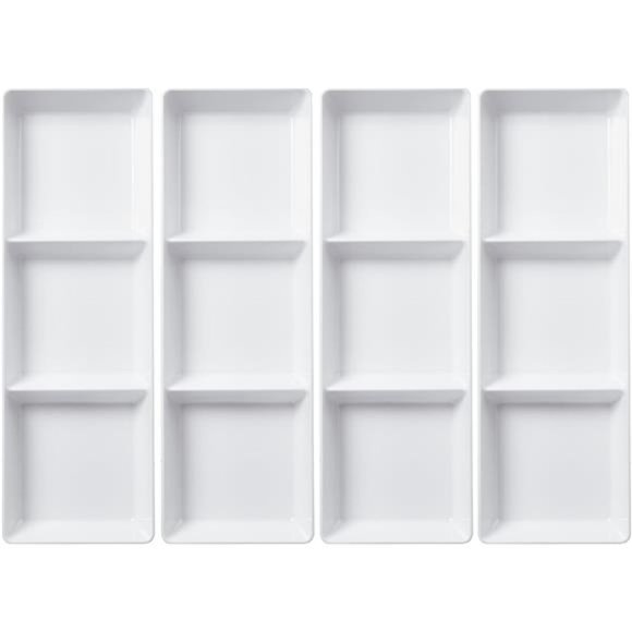 Acrylic Avant White Plastic Divided Serving Trays (Set of 4) 15” x 5” | Narrow - Picture 3 of 7